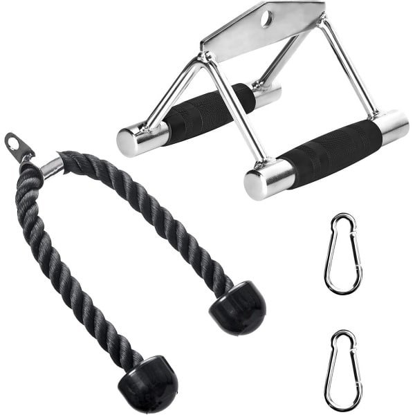 Set Kabel Fitness Accessoires: Dubbele D-Handvat en Triceps Touw voor Krachttraining