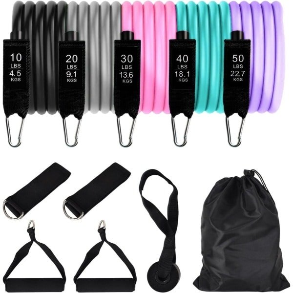 Set Weerstandsbanden Compleet met Handvatten en Enkelriemen voor Krachttraining