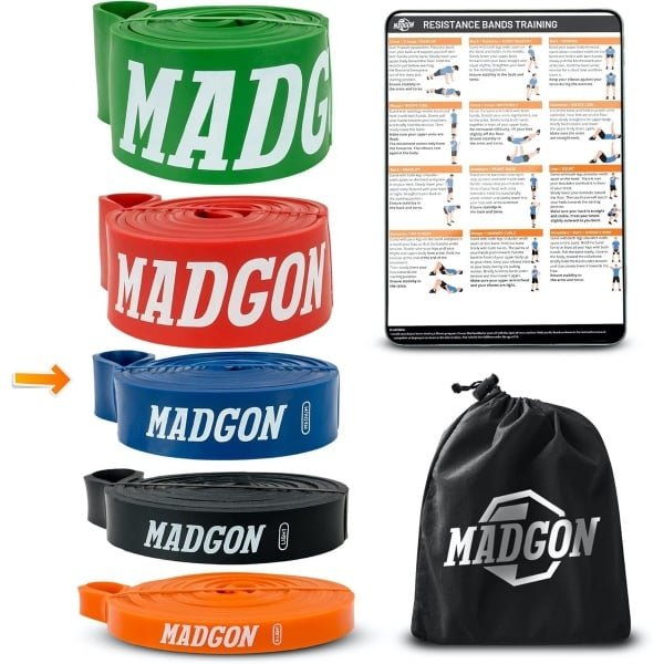 Set Weerstandsbanden Fitness Elastiek in 5 Sterktes voor Krachttraining & Full Body Workouts