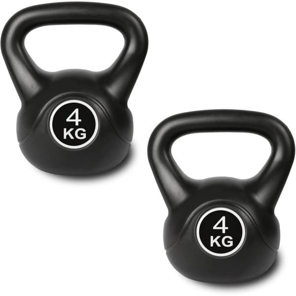 Set van 2 Kettlebells 4kg Zwart - Ideaal voor Krachttraining en Fitness Oefeningen