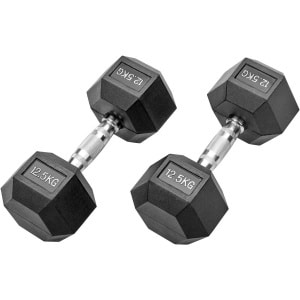 Set van 2 Rubberen Halters (2x 12,5 kg) voor Krachttraining en Fitness Studio Kwaliteit