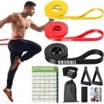 Set van 3 latex weerstandsbanden met deuranker - voor krachttraining, powerlifting en yoga