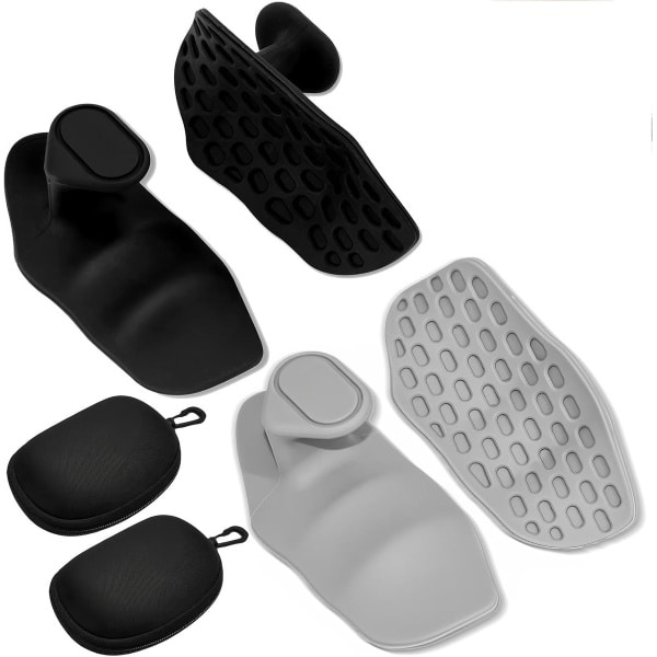 Silicone Grip Pads - 2-Piece - Grey & Black - 2 Hard Case Cases - Non-slip Handguards tegen Calluses & Blisters - Accessoire voor CrossFit, Pull-Up, Krachttraining & Fitness