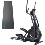 Skandika Carbon P23 Crosstrainer SET - Crosstrainer - Crosstrainer (172l x 63.5b x 179h cm) + Mat (65 x 230 cm) - Elliptische trainer voor thuisgebruik, inklapbaar, 23 programma's, app-compatibel, 16 weerstandsniveaus - Duurtraining - zwart