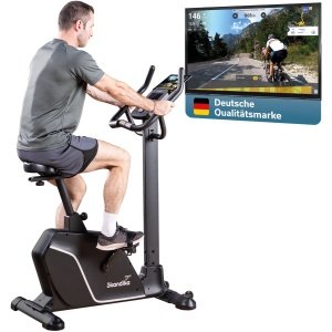 Skandika Ergometer Cykling P10 - Hometrainer met 32 weerstandsniveaus, magneetrem, tot 135 kg en 200 cm, LCD-display, 13 programma's, Bluetooth, app-connectiviteit, Kinomap | Fitnessbike voor thuis