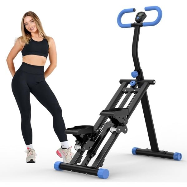 Stepper - Stepapparaat - Traploper - Hometrainer - Fitness Stepper - Verstelbare Weerstand 3 Niveaus - Inklapbaar Met Stalen Frame Tot 120 kg