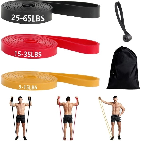 Stunq Fitnessbanden weerstandsbanden set van 3, weerstandsbanden, krachttraining, optrekbare rubberen band, sporttrainingsbanden, fitnessband, stretchband, homegym voor mannen en vrouwen