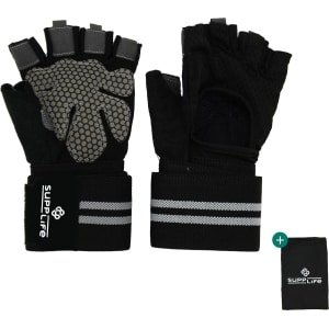 Supplife Sport & Fitness Handschoenen Heren & Dames - Krachttraining - CrossFit - Zwart & Grijs - Inclusief Opbergzakje - Maat S