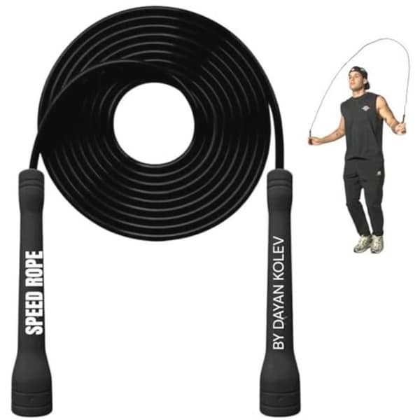 SwissSkip Xelerate Springtouw van Dayan Kolev, 5 mm PVC springtouw, springtouw voor beginners en gevorderde atleten, springtouw voor fitness, cardio en boksen, verstelbare lengte met onbreekbare