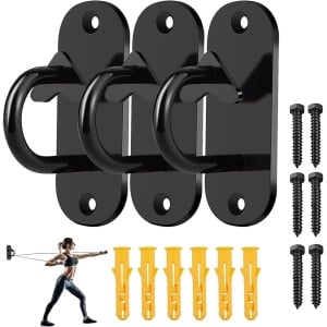 TEMGoods - Set van 3 deurankers voor fitness-weerstandsbanden - Zware mini wandhaak - Gemonteerd anker voor ophangtrainerband - Krachttraining - Fysiotherapie - Thuisgymnastiek
