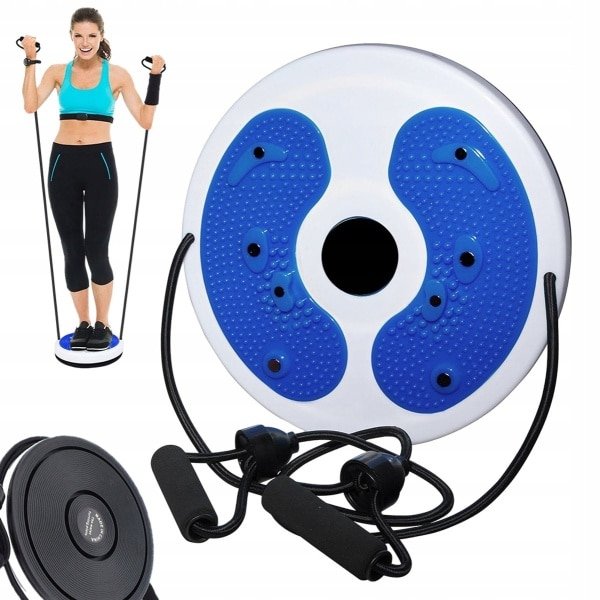 Taille twister - Balansbord - Twister Fitness - Buikspiertrainer - Cardio twister disc core waist - Met Magnetische Massage & Handkoord - 150KG Draagvermogen - 28cm Platform - Blauw