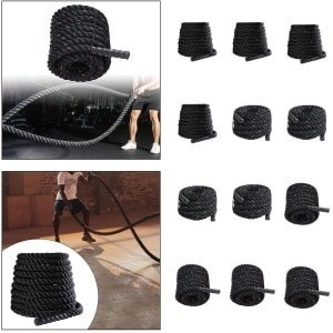 Touw voor gevechtstraining, fitnesstouw, krachttraining, geschikt voor de sportschool, 25 mm x 2,8 m, zwart. Sportuitrusting - fitness, hardlopen, yoga - fitnessapparatuur en accessoires.