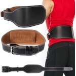 Trainingsriem Voor Krachttraining - Pro Powerlift Riem - Leren Rugsteun Met Suède Voering - Dubbel Pris Sluiting - Voor Squats En Deadlifts - Verstelbaar - MaatM - Zwart