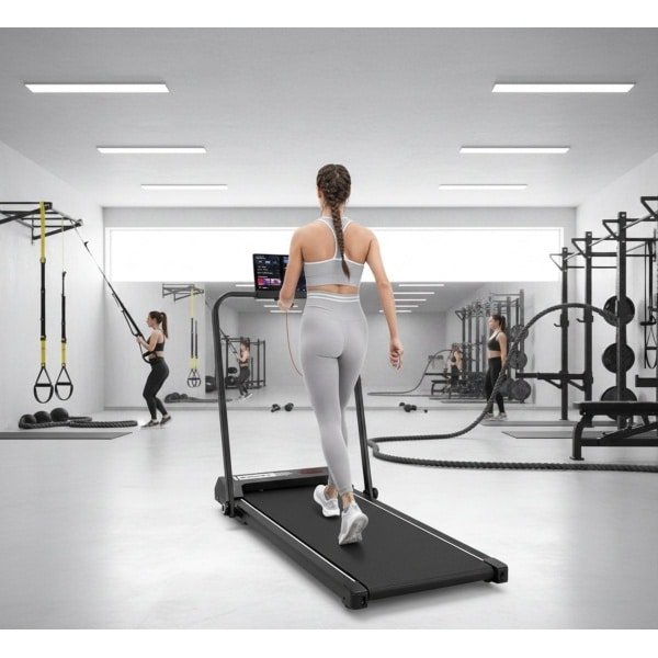 Treadmill Opvouwbare Elektrische Loopband met Helling 12 km/u - Walking Pad met LCD-Display, 1400W Stille Motor, Schokdemping & Ruimtebesparend Ontwerp - Voor Thuis & Kantoor - Altameubel
