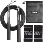 Trebin Professioneel Sport Springtouw inclusief Zweetbandjes - Speedrope - Verstelbaar - Jump Rope - voor Volwassenen en Kinderen - Crosstraining HIIT en Krachttraining - Zwart