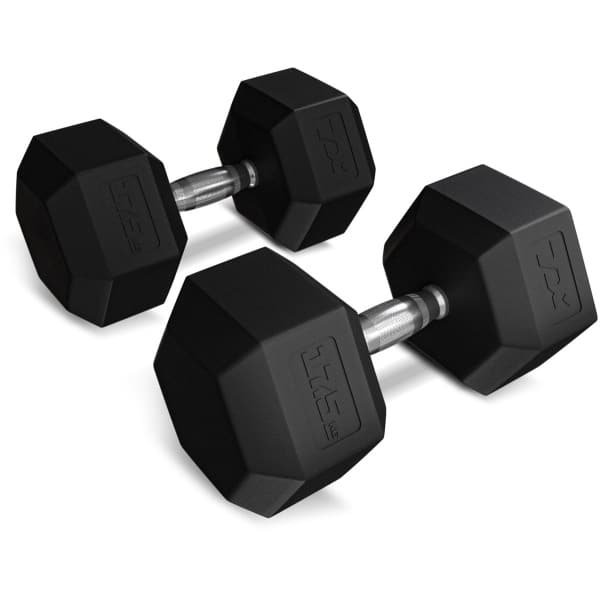 Trex Sport TX-175RD - Dumbbell - Staal met rubber - Voor krachttraining - 1×17,5 kg - Geribbelde greep