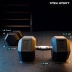 Trex Sport TX-200RD - Dumbbell - Staal met rubber - Voor krachttraining - 1×20 kg - Geribbelde greep