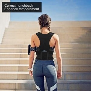 Unisex Rugsteun Houding Brace, Correctie Tape Riem Krachttraining Hunchback Corrector Zittend Brace Zwart Atletiek