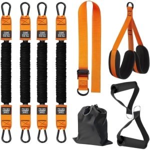 Unyqoos® Complete set voor krachttraining met verstelbare weerstandsbanden en voetsteunen