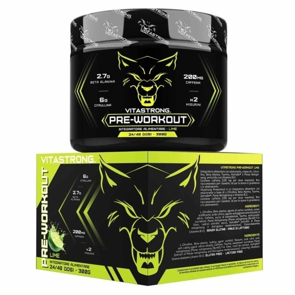 Vegan Potent Pre-Workout 300g - L-Citrulline, Beta-Alanine, Caffeine, Taurine, AstraGin, Panax Notoginseng - 24 Porties, Limoen - Gemaakt in Italië