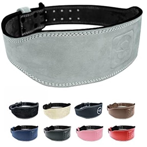 Verstelbare Gewichthefriem voor Krachttraining en Bodybuilding - Comfortabele Fitnessriem voor Deadlift en Kniebuigingen, Grijs-Nubuck S