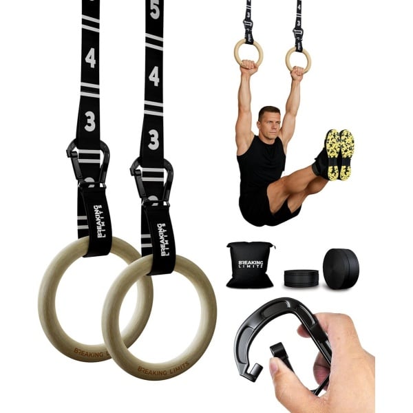 Verstelbare Gymnastiek Ringen met Snelsluiting - Houten Ringen voor Calisthenics, Crossfit en Fitness