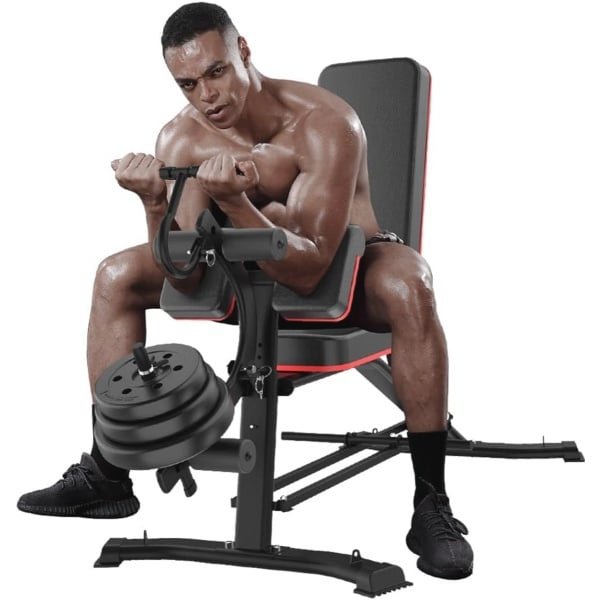 Verstelbare Halterbank met Voetsteun - Multi-Position Bench voor Krachttraining, Dumbbell Oefeningen en Buikspieroefeningen