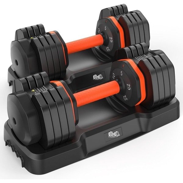 Verstelbare Halterset tot 22,7 kg - Set van 2 Dumbbells voor Krachttraining Thuis met Antislip Grip