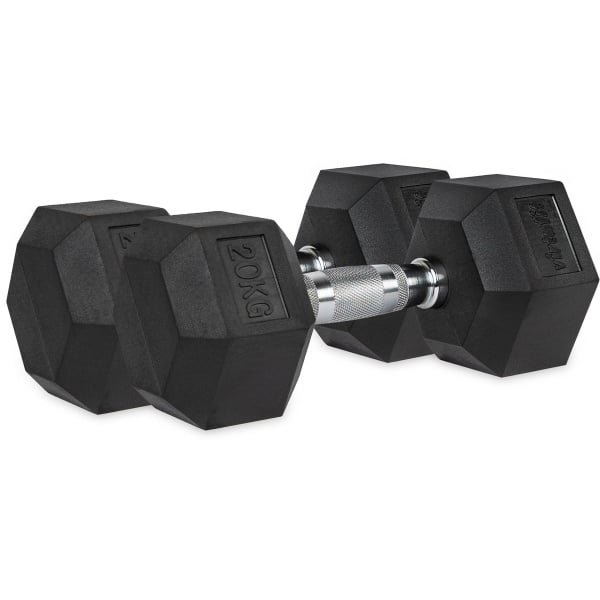 VirtuFit Hexa Dumbbell Pro Set - 2 x 20 kg - Hexagon Dumbbell - Duurzaam en Slijtvast - Krachttraining - Gewicht - CrossFit & Fitness - Geschikt voor Beginners en Professionals - Set van 2