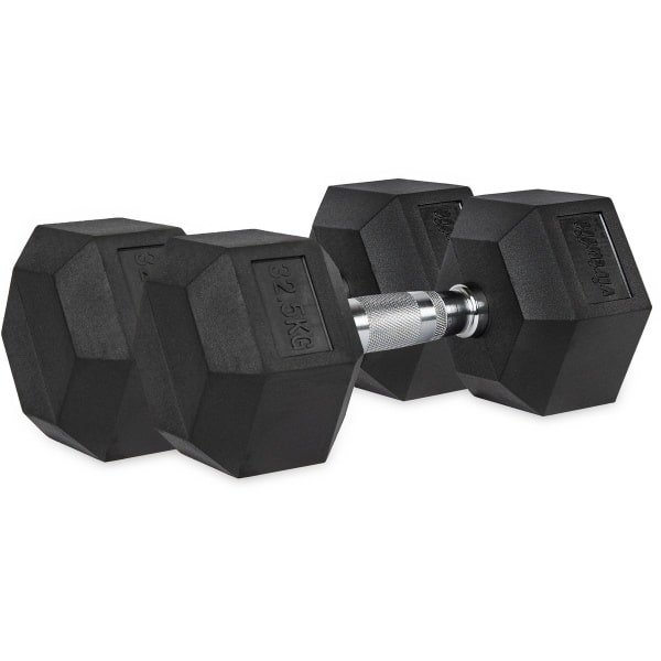 VirtuFit Hexa Dumbbell Pro Set - 2 x 32,5 kg - Hexagon Dumbbell - Duurzaam en Slijtvast - Krachttraining - Gewicht - CrossFit & Fitness - Geschikt voor Beginners en Professionals - Set van 2