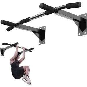 Wandgemonteerde optrekstang met met schuim gevoerde handgrepen, wandmontage kin-up bar gym oefening training bars, bovenlichaam workout beugel bar voor thuis gym oefening krachttraining