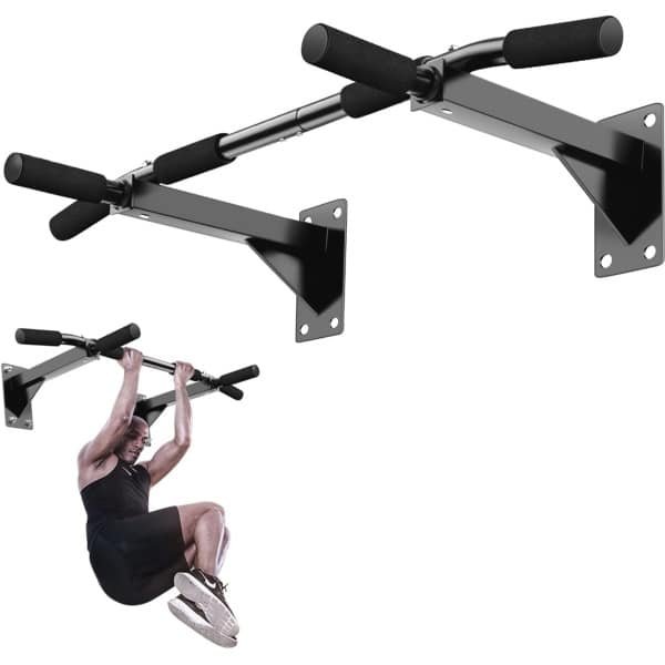 Wandgemonteerde optrekstang met met schuim gevoerde handgrepen, wandmontage kin-up bar gym oefening training bars, bovenlichaam workout beugel bar voor thuis gym oefening krachttraining