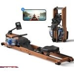 Water Roeimachine - Roeimachine - Magnetische Roeitrainer - Roeiapparaat - Opvouwbare - met Bluetooth Monitor - Houten Frame - Ergonomisch Zitvlak - Max 181kg - 15L Watertank - Voor Thuisgebruik - Zwart