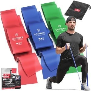Weerstandsband set van 3 - Extra lange 2m Fitnessbanden + Trainingsgids - Gymnastiekband Fitness Elastische banden Theraband - Krachttraining Pilates