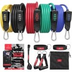 Weerstandsbanden Fitness Set + Trainings eBook - Tubes - Elastische Work-Out Power Weerstand Banden: Handvaten Deuranker Enkelbanden | Krachttraining Gym