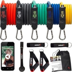 Weerstandsbanden set fitnessbanden met handvat voor thuis training krachttraining calisthenics pilates accessoires - expander fitnessbanden