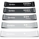 Weerstandsbanden, set van 5, fitnessband, gymnastiekband, 100% latex, theraband met handleiding in het (mogelijk niet beschikbaar in het Nederlands) en draagtas voor spieropbouw, yoga, crossfit, gymnastiek enz.