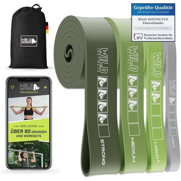 Weerstandsbanden set voor krachttraining en pull-ups - Elastische fitnessbanden voor crossfit en stretching met tas en trainingsapp