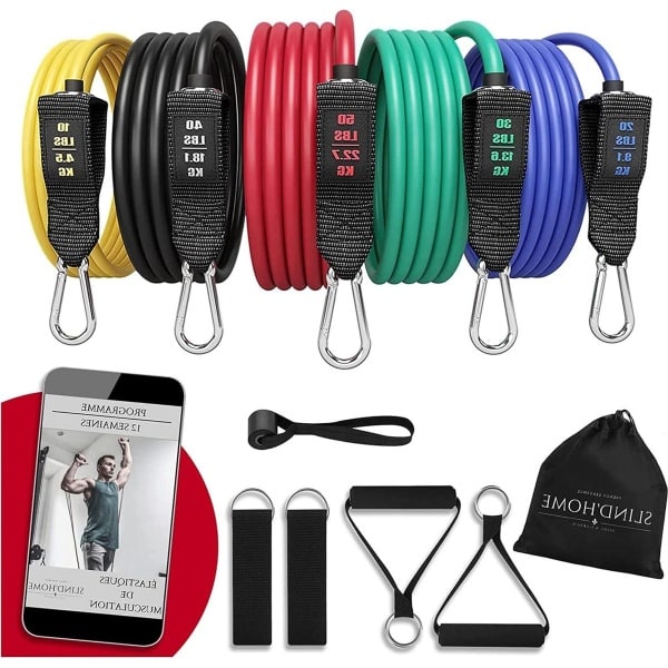 Weerstandsbandenset elastieken voor krachttraining - fitnessaccessoires voor mannen en vrouwen - thuis sportmateriaal - smartworkout fitnessapparaat en gewicht 70 kg