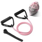 Weerstandsoefenband met Handgrepen voor Krachttraining en Fysiotherapie - Inclusief Deuranker en Opbergtas