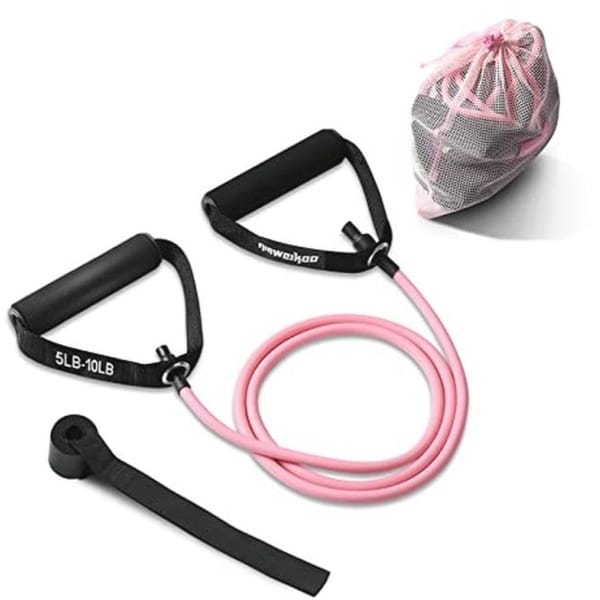 Weerstandsoefenband met Handgrepen voor Krachttraining en Fysiotherapie - Inclusief Deuranker en Opbergtas