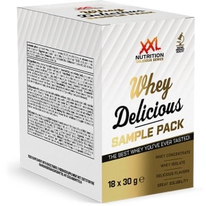 XXL Nutrition - Whey Delicious - 80% Eiwit - Sample Pack - Wei Eiwitpoeder met BCAA & Glutamine, Proteine Poeder, Eiwit shake, Whey Protein - 18 x 30 gram