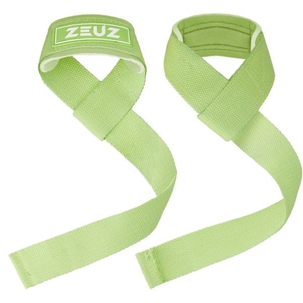 ZEUZ 2 Stuks Lifting Straps voor Fitness, CrossFit, Powerlifting, Gewichtheffen & Krachttraining - Sport Wrist Wraps - Lichtgroen