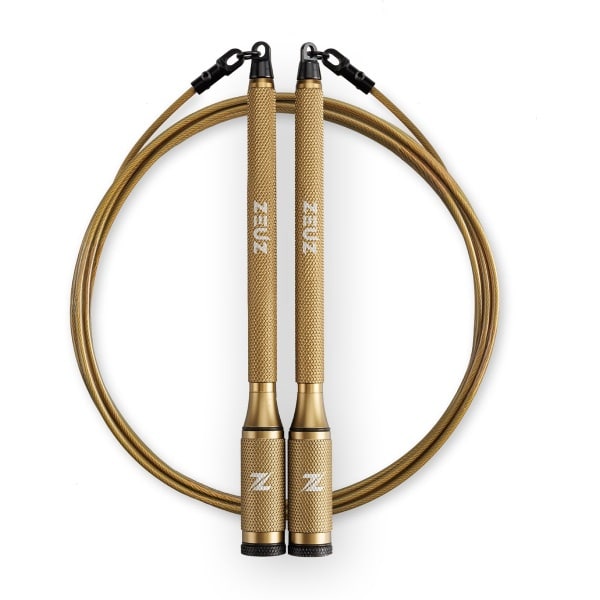 ZEUZ Tornado Pro Springtouw voor CrossFit & Fitness - Verstelbaar & Verzwaarbaar - Speed Rope - Volwassenen - Goud