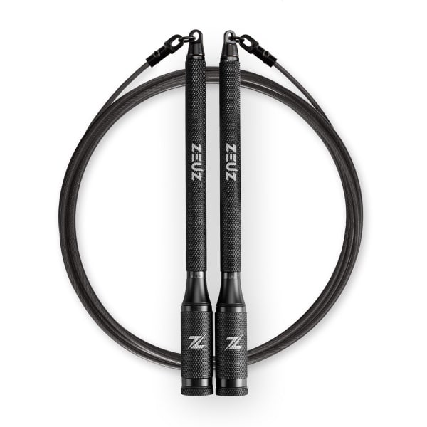 ZEUZ Tornado Pro Springtouw voor CrossFit & Fitness - Verstelbaar & Verzwaarbaar - Speed Rope - Volwassenen - Zwart