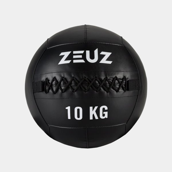 ZEUZ Wall Ball 10 KG Pro+ Geschikt voor CrossFit, Fitness & Hyrox - PU Foam Vulling & Vinyl - 10kg & 35 CM Diamter - Zwart & Wit