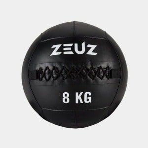 ZEUZ Wall Ball 8 KG Pro+ Geschikt voor CrossFit, Fitness & Hyrox - PU Foam Vulling & Vinyl - 8kg & 35 CM Diamter - Zwart & Wit