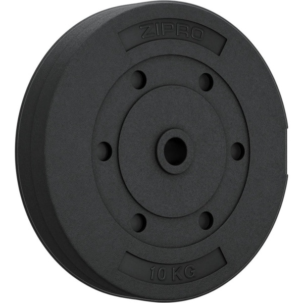 Zipro® Composiet Halterschijf 10kg Ø31 mm - Halter gewichten - Kunststof - Geschikt voor Krachttraining, Fitness, CrossFit & Functional Training - Sport Gewichten voor Thuis - Gewicht Schijf - Zwart