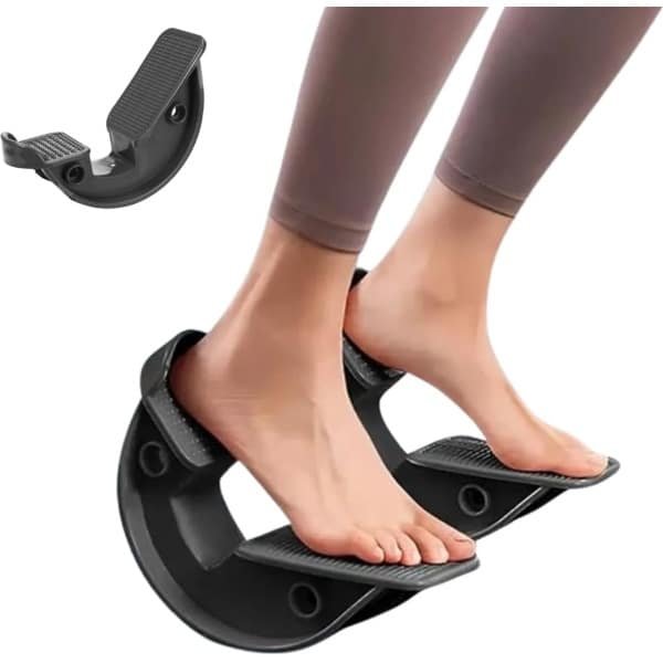 Zwarte verstelbare hellingsplank en kuitstrekker - antislip enkelstrekplank met 2-delige kuitmassager en voetboogtrainer voor yoga, fitness en krachttraining - Squat stretchuitrusting (2-delige verpakking)