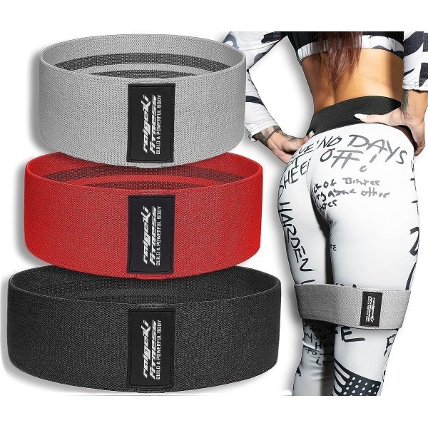 fitnessbanden, stoffen weerstandsbanden, set van 3 stuks, inclusief trainingsplannen, loopweerstandsbanden, theraband voor heupbeentraining, krachttraining, booty banden